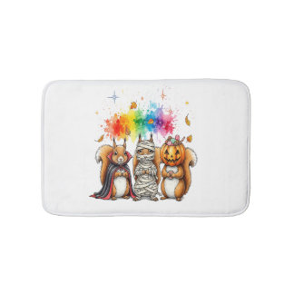 Halloween Cute Squirrels Costume Bath Mat