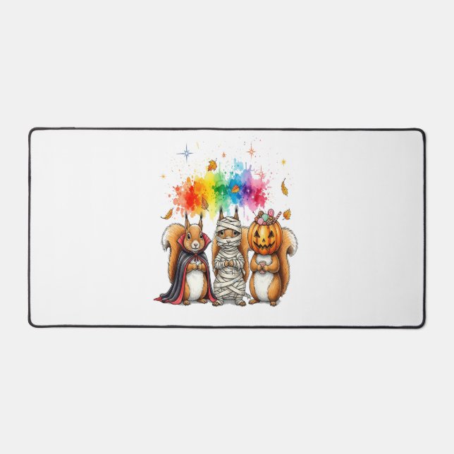 Halloween Cute Squirrels Costume Desk Mat (Front)
