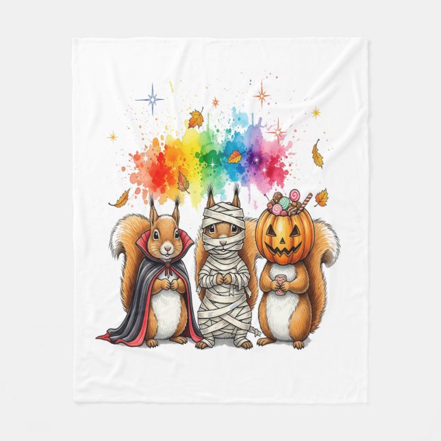 Halloween Cute Squirrels Costume Fleece Blanket (Front)