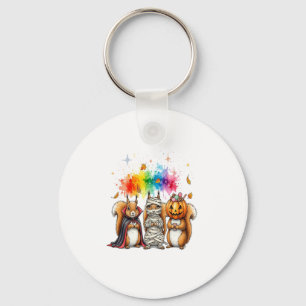 Halloween Cute Squirrels Costume Key Ring