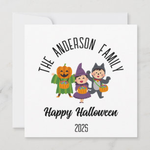 Halloween Cute Trick or Treat Personalised Name Holiday Card