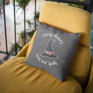 Halloween Cute Typography Witch Personalised Cushion