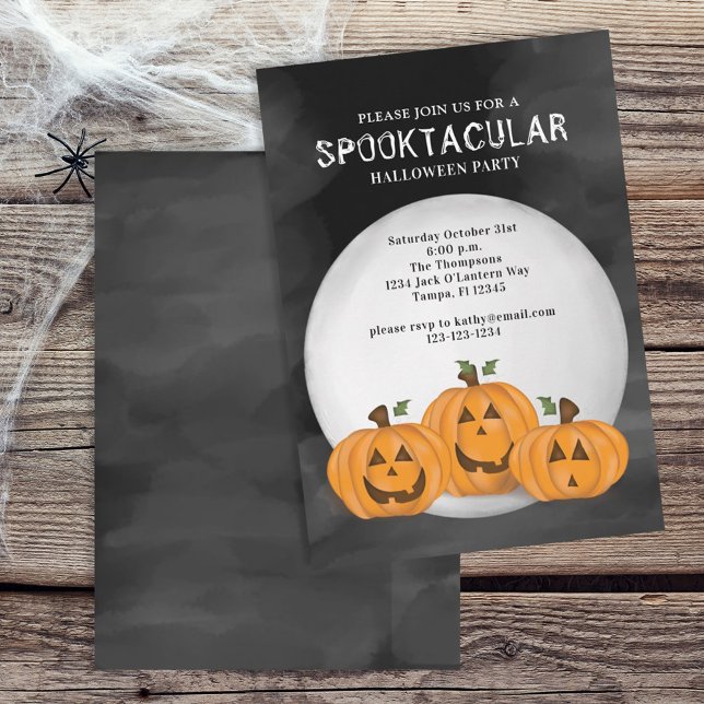 Halloween Cute Whimsical Pumpkin Jack O' Lanterns Invitation (Creator Uploaded)