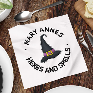 Halloween Cute Whimsical Witch Hat Typography Napkin