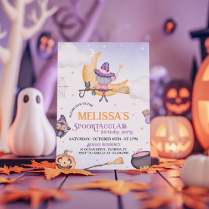 Halloween Cute Witch Birthday Party Spooktacular Invitation