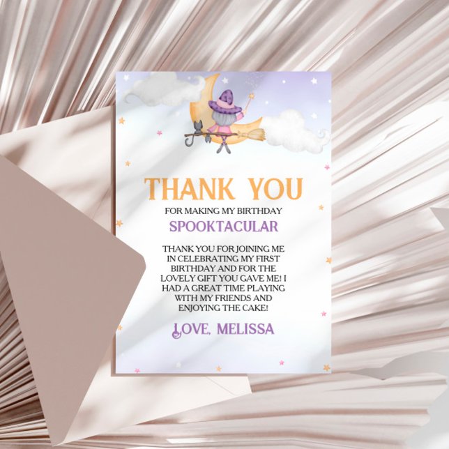 Halloween Cute Witch Birthday Party Thank You Card (Creator Uploaded)
