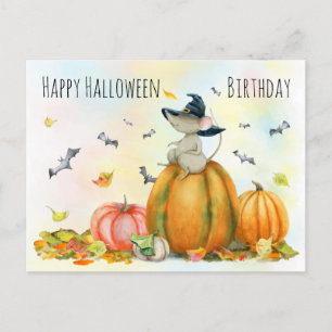Halloween Cute Witch Mouse Postcard