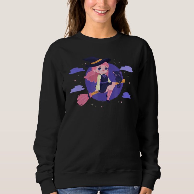 Halloween Cute Witch Occult Esoteric Mystic Magic  Sweatshirt (Front)