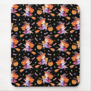 Halloween cute witch tank top mouse pad
