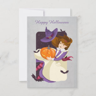 Halloween Cute Witch with Pumpkin