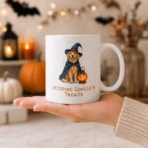Halloween Cute Wizard Golden Retriever Coffee Mug