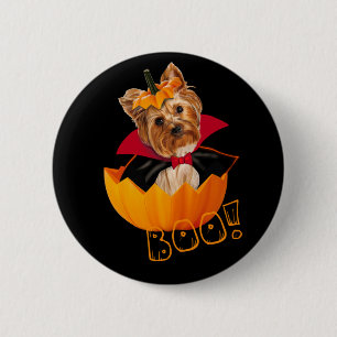Halloween cute Yorkshire terrier dog  pumpkin 6 Cm Round Badge