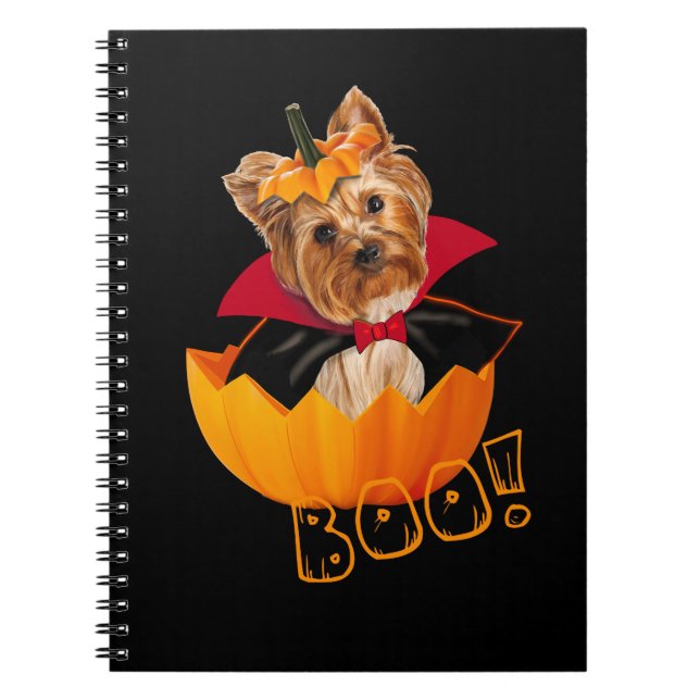 Halloween cute Yorkshire terrier dog  pumpkin Notebook (Front)