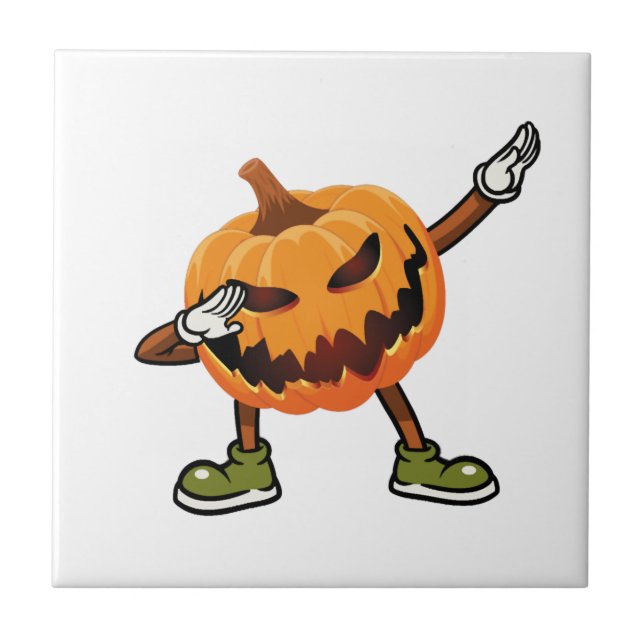 Halloween Dabbing Jack O Lantern Pumpkin Halloween Tile (Front)