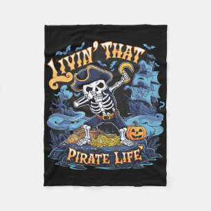Halloween Dabbing Pirate Skeleton Simple Halloween Fleece Blanket