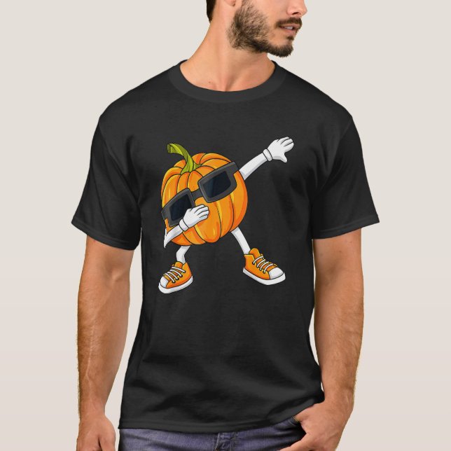 Halloween Dabbing Pumpkin Thanksgiving Day Boys Gi T-Shirt (Front)