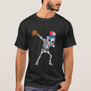 Halloween Dabbing Skeleton Baseball Player Catcher T-Shirt