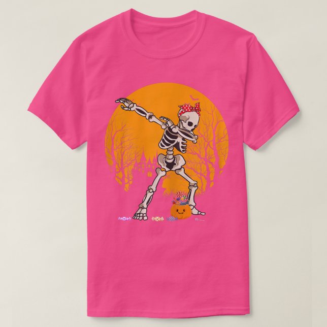 Halloween Dabbing Skeleton Costume Kids Girls Pump T-Shirt (Design Front)