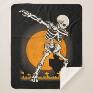 Halloween Dabbing Skeleton Costume Sherpa Blanket