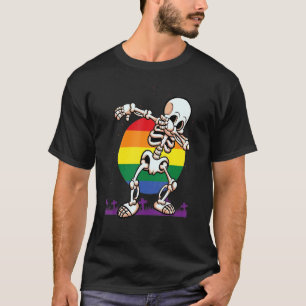 Halloween Dabbing Skeleton LGBT Pride Costume T-Shirt