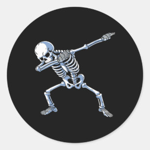 Halloween Dabbing Skeleton Skull Rib Cage Dab Danc Classic Round Sticker