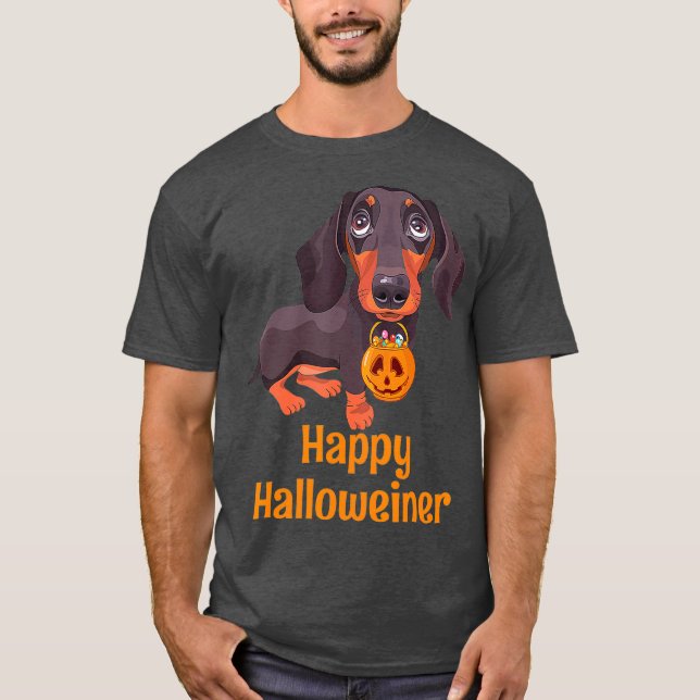 Halloween Dachshund Costume for Men Women Happy T-Shirt (Front)