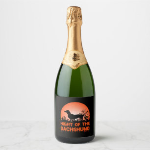 Halloween Dachshund Costume Gift Halloween Moon Sparkling Wine Label