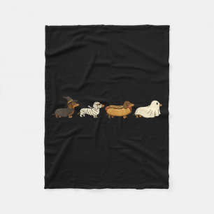 Halloween Dachshund Costume Wiener Dog Witch Mummy Fleece Blanket