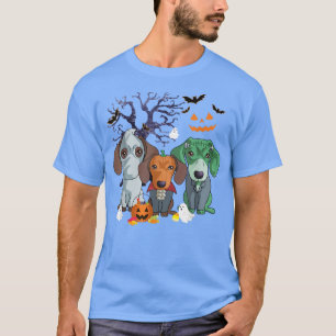 Halloween Dachshund Dog Witch Scary Halloween Cost T-Shirt