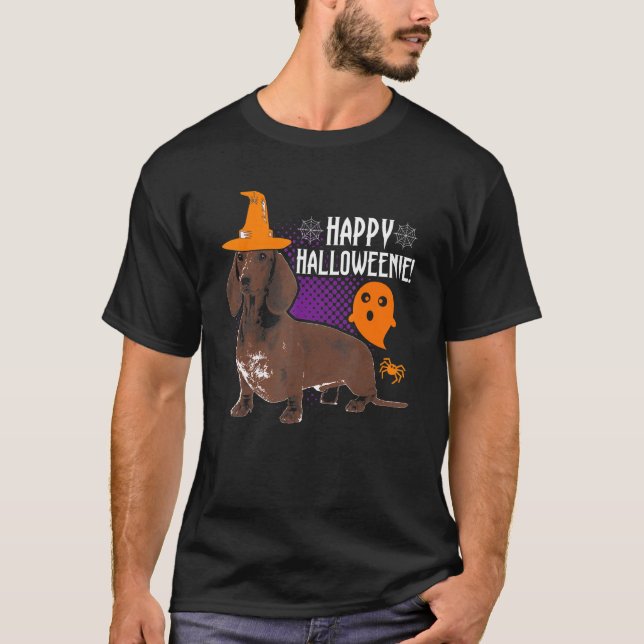 Halloween Dachshund Men Women Kids Happy Halloween T-Shirt (Front)