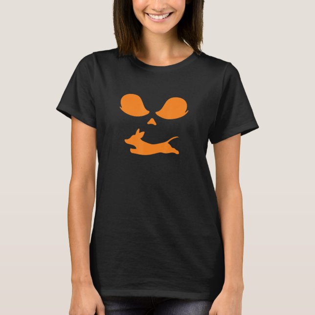 Halloween Dachshund Pumpkin Costume Jack O Lantern T-Shirt (Front)