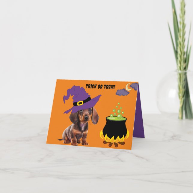 Halloween Dachshund Puppy Card (Front)