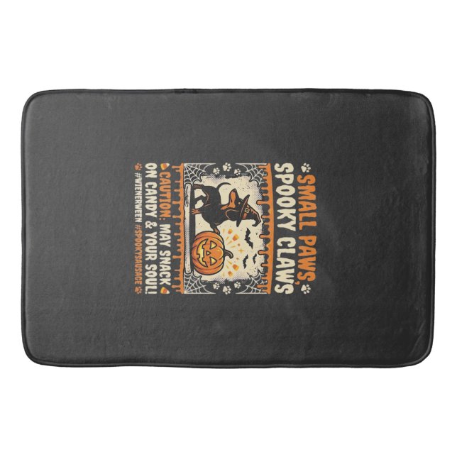 Halloween Dachshund Spooky Warning Bath Mat (Front)