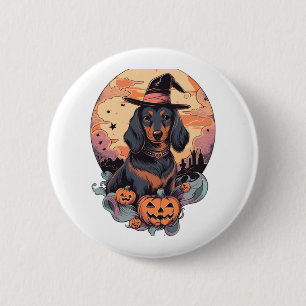 Halloween Dachshund Sticker 6 Cm Round Badge