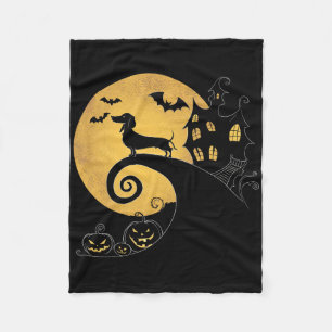 Halloween Dachshund Weenie Wiener Moonshine Sausag Fleece Blanket