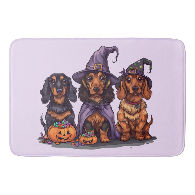 Halloween Dachshund Witch Dogs Bath Mat (Front)