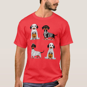 Halloween Dachshunds in Ghost, Skeleton, Mummy T-Shirt