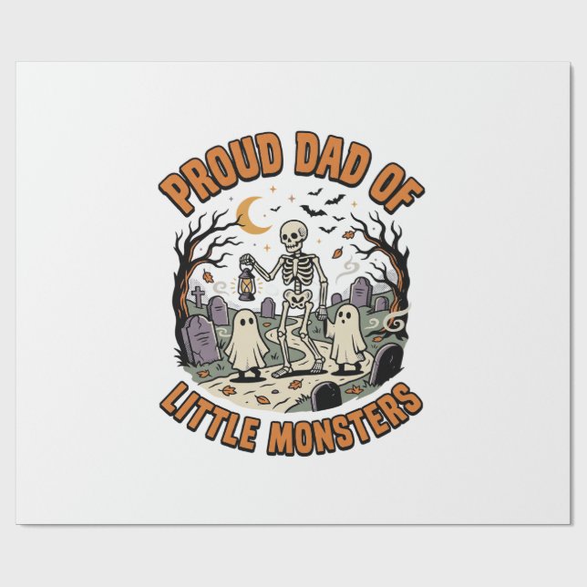 Halloween Dad Little Monsters Night Wrapping Paper (Flat)