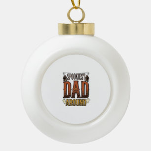Halloween Dad Shirt Spooky Father Vintage Engravin Ceramic Ball Christmas Ornament
