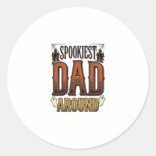 Halloween Dad Shirt Spooky Father Vintage Engravin Classic Round Sticker