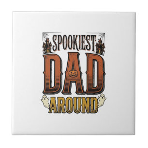Halloween Dad Shirt Spooky Father Vintage Engravin Tile