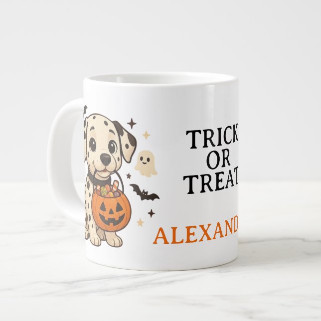 Halloween Dalmatian Dog Trick or Treat Large Coffee Mug (Front Left)