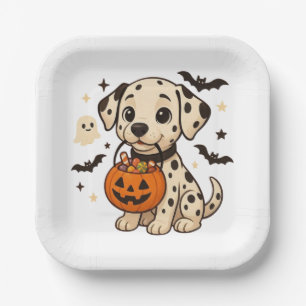 Halloween Dalmatian Dog Trick or Treat Paper Plate