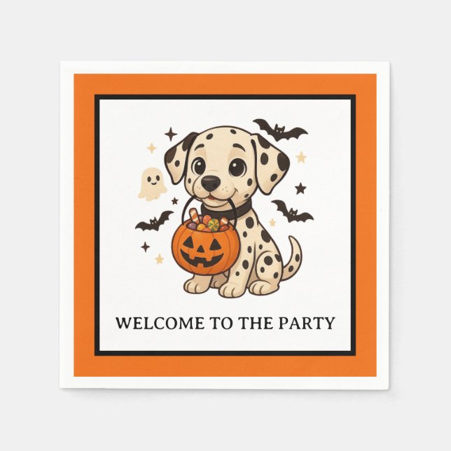 Halloween Dalmatian Dog Trick or Treat Party Napkin (Front)