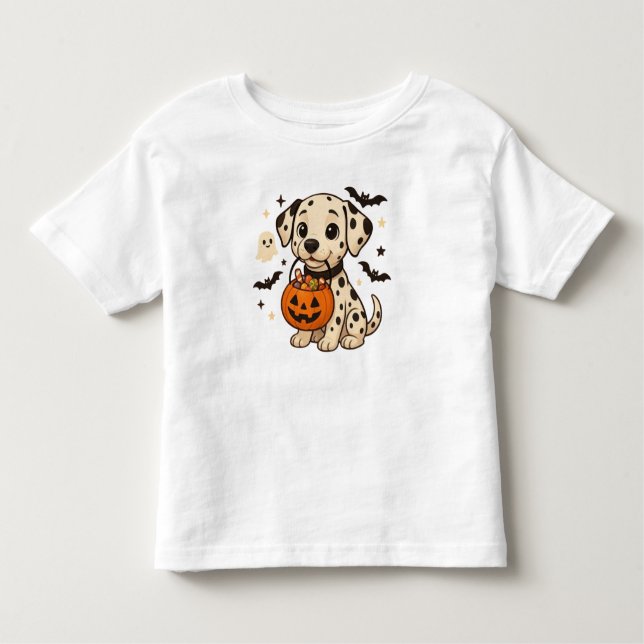 Halloween Dalmatian Dog Trick or Treat Toddler T-Shirt (Front)