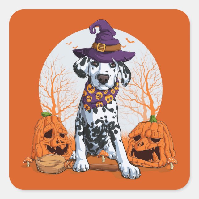 Halloween Dalmatian Square Sticker (Front)