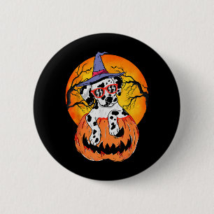 Halloween Dalmatian Witch Pumpkin Dog Lover Gift 6 Cm Round Badge