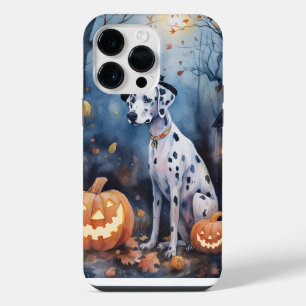 Halloween Dalmation With Pumpkins Scary iPhone 14 Pro Max Case