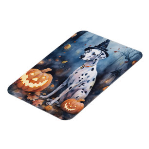 Halloween Dalmation With Pumpkins Scary Magnet