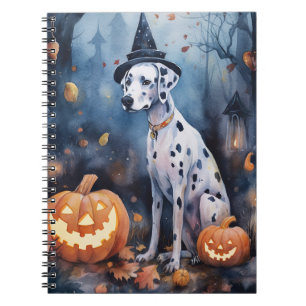 Halloween Dalmation With Pumpkins Scary Notebook